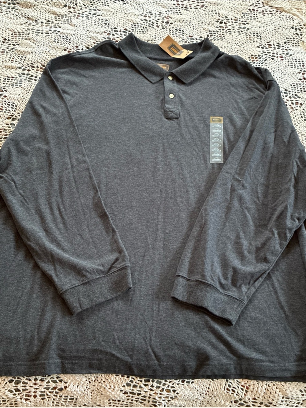The Foundry Supply Co 5XL 100% Cotton Long Sleeve Polo Gray Casual Comfort